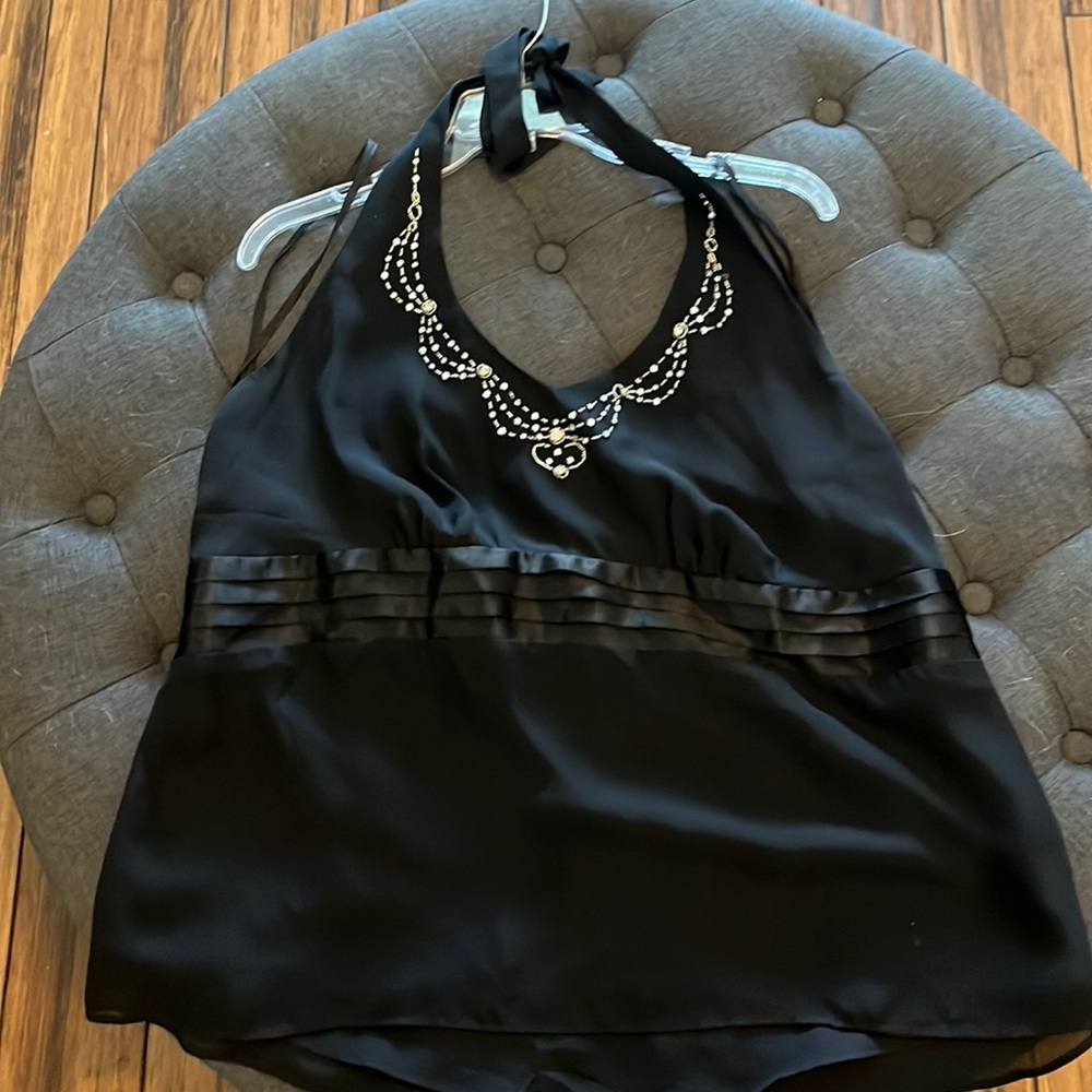 Black rhinestone halter top